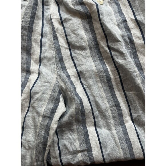 Talbots Blue Striped 100% Linen Straight Leg Pants Womens Sz 14 - Picture 7 of 8